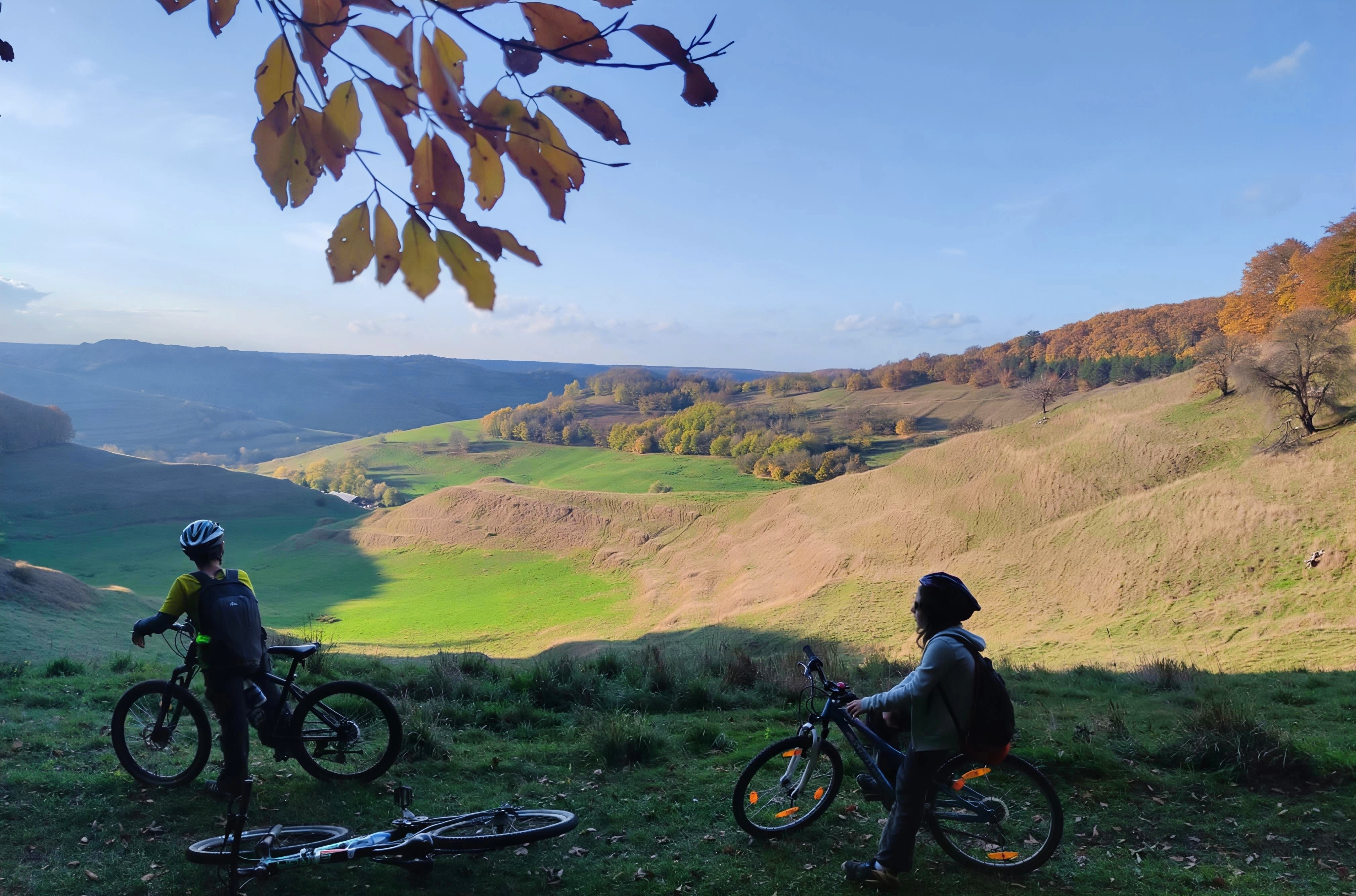Cycling and autumn landscape in Romania